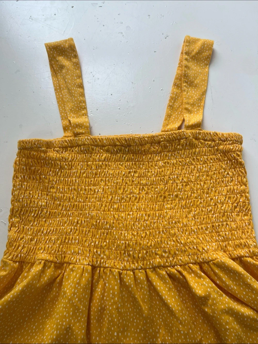 Express Medium Yellow White Fleck Pattern Stretchy Flowy Chunky Strap Blouse